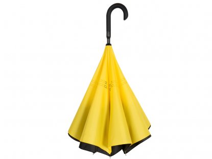 Зонт-трость наоборот Inversa, черный с желтым
