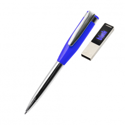 Ручка металлическая Memphys c флешкой, синяя