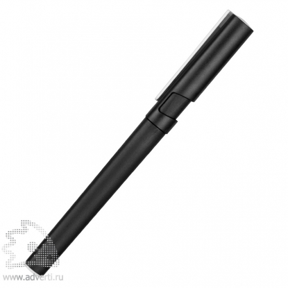 Ручка-подставка пластиковая шариковая трехгранная Nook, черная, сбоку