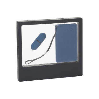 Подарочный набор Камень, покрытие soft grip, в черном футляре, синий