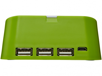 Подставка для телефона-USB Hub Hopper, салатовая, вид сзади