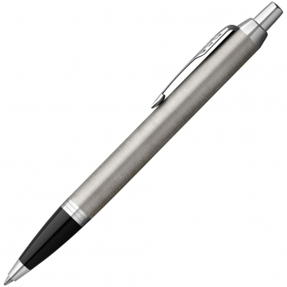 Ручка шариковая Parker IM Essential Stainless Steel CT, серебристая с черным