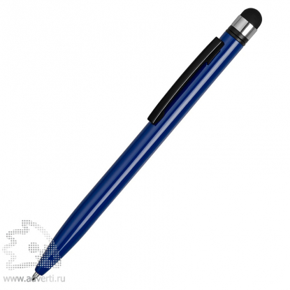 Ручка-стилус металлическая шариковая Poke, синяя