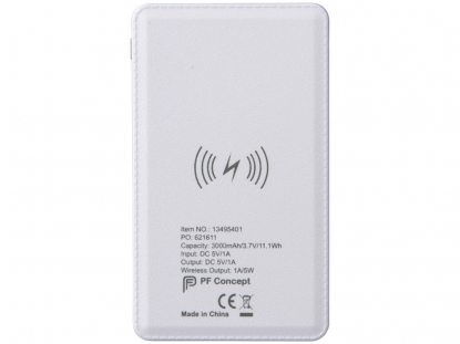 Беспроводной внешний аккумуляторPhase 3000 мAч, белый, вид снизу