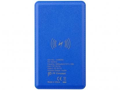 Беспроводной внешний аккумуляторPhase 3000 мAч, ярко-синий, вид снизу