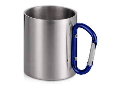 Кружка из стали с ручкой-карабином Elbrus, синяя