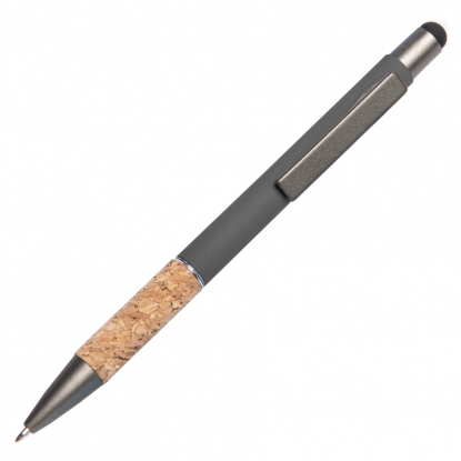 Ручка шариковая FACTOR GRIP со стилусом, серый меланж