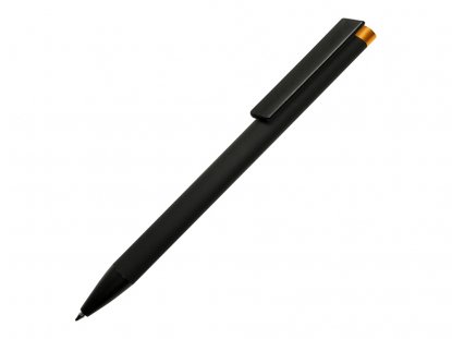 Ручка металлическая шариковая Taper Metal soft-touch, черная с оранжевым