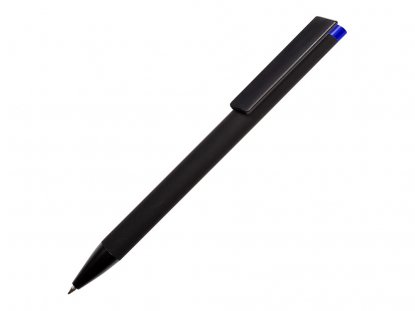 Ручка металлическая шариковая Taper Metal soft-touch, черная с синим
