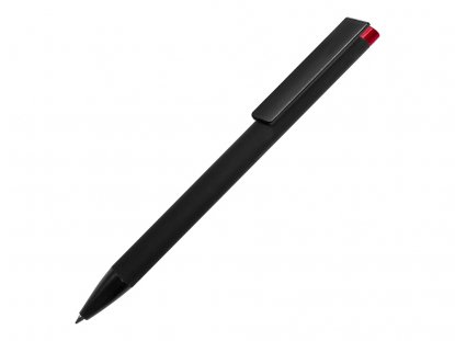 Ручка металлическая шариковая Taper Metal soft-touch, черная с красным