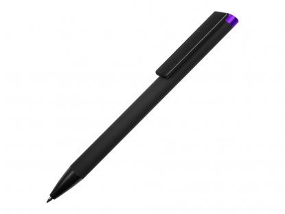 Ручка металлическая шариковая Taper Metal soft-touch, черная с фиолетовым