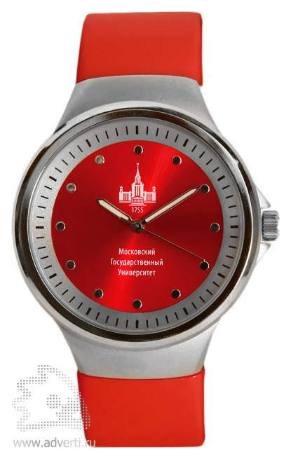 Часы наручные Gaudy, мужские, серебряный корпус с красным ремнем и циферблатом