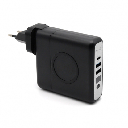 Внешний аккумулятор Gemini с беспроводной зарядкой и сетевым адаптером, 10000 mAh, чёрный