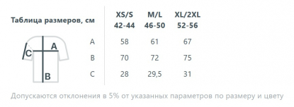 Размерная таблица футболки оверсайз Vozduh 2.0