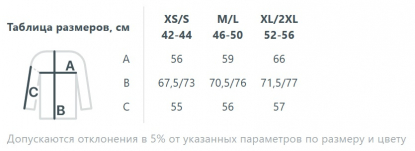 Размерная таблица свитшота Neofit, унисекс
