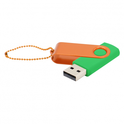 Флешка Designer To Go 2.0 USB, 16Gb, зеленая с оранжевым