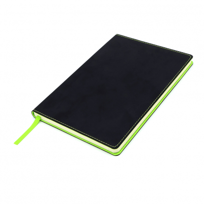 Блокнот A5 Blackjack чёрный с цветной окантовкой, черный с зеленым