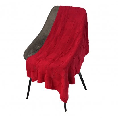 Плед Cella вязаный, красный