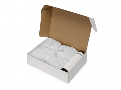 Подарочный набор Cozy hygge с пледом и термосом, белый, в коробке