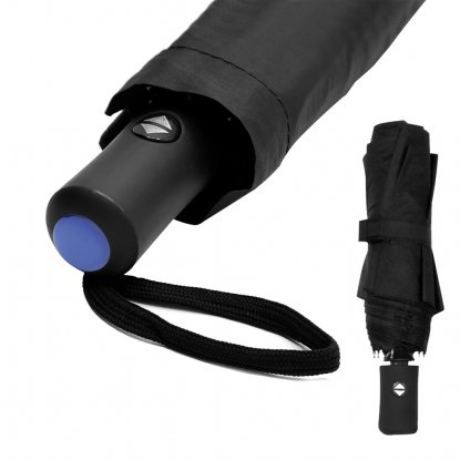 Автоматический противоштормовой зонт Vortex To Go, черный с синим