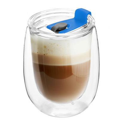 Стакан стеклянный Mango To Go, белый с синим