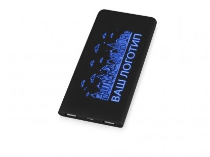 Портативное зарядное устройство с подсветкой логотипа Faros, soft-touch, 4000 mAh, синее