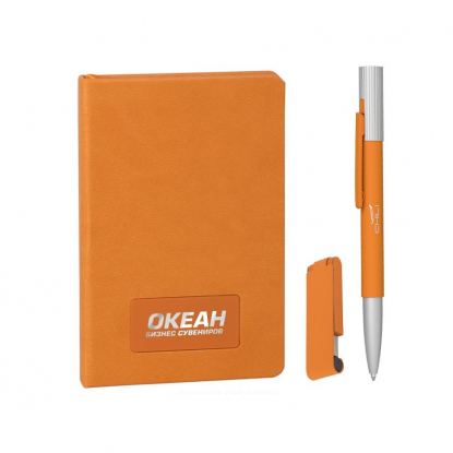 Подарочный набор Мерано, покрытие soft touch, оранжевый, пример нанесения