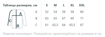 Размерная таблица куртки с подогревом Thermalli Meribell