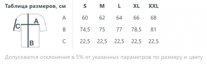 Размерная таблица футболки оверсайз Crosstown, унисекс