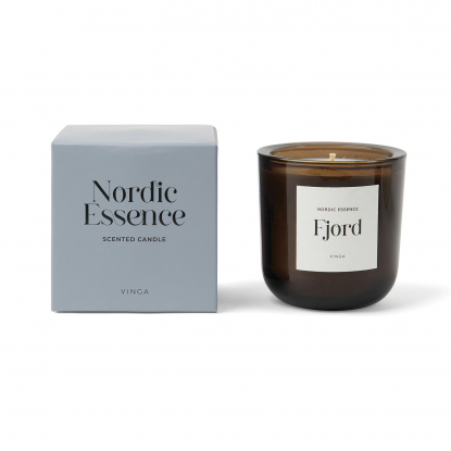 Большая ароматическая свеча VINGA Nordic Essence в стекле, синяя