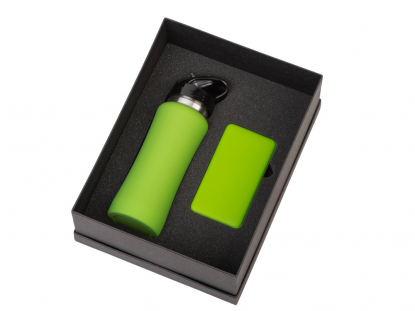 Подарочный набор COLOR IT с бутылкой для воды и повербанком C1, 5000 mAh, зеленое яблоко