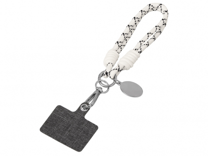 Брелок-браслет Bohemian с тканевым держателем для телефона, бело-черный