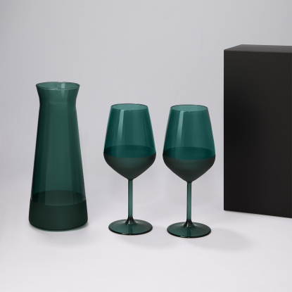 Подарочный набор декантер+2 бокала для вина Emerald в черной коробке