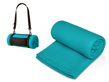 Плед Нежность с ремешком на плечо, светло-голубой