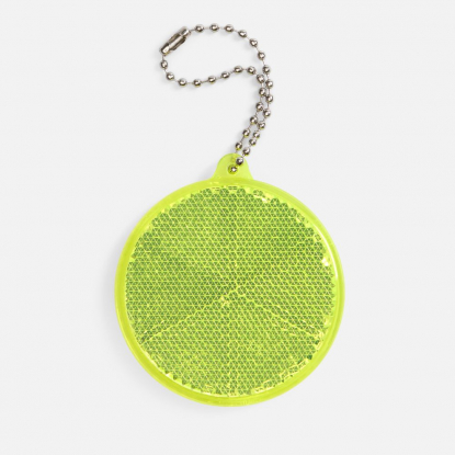 Пешеходный светоотражатель с цепочкой Круг, желтый неон