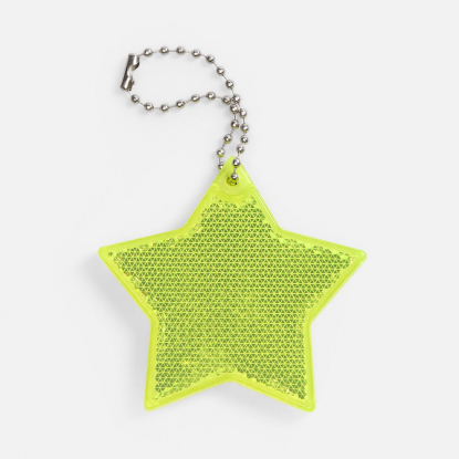 Пешеходный светоотражатель с цепочкой Звезда, желтый неон