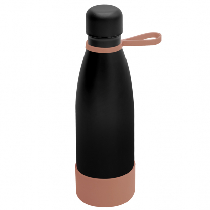 Термобутылка герметичная вакуумная Olivia To Go, чёрная с коричневым