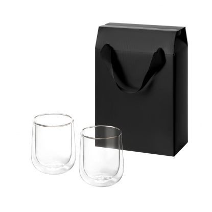 Подарочный набор 2 стеклянных стакана Lungo в коробке-пакете, черный