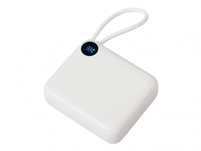 Внешний аккумулятор со встроенным кабелем Liri, QC/PD, 10000 мАч, белый