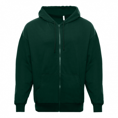 Толстовка STAN Oversize Zip с капюшоном футер без начёса, темно-зеленая