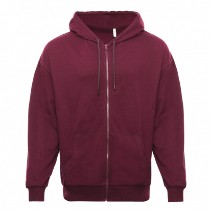 Толстовка STAN Oversize Zip с капюшоном футер без начёса, бордовая