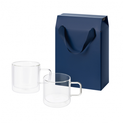 Подарочный набор 2 стеклянные кружки Luna в коробке-пакете, синий
