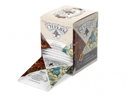 Чай в индивидуальных саше, 15 пакетиков, терпкий Ассам и ароматный Цейлон, бежевый