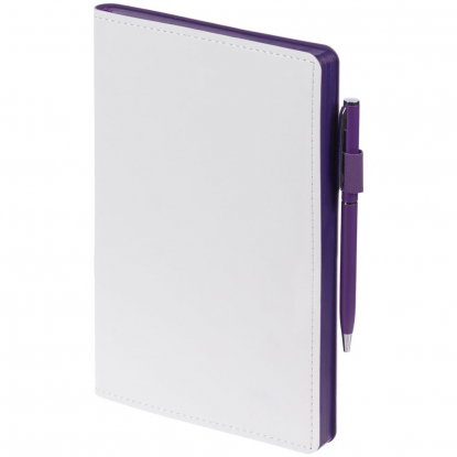 Ежедневник White Shall, недатированный, белый с фиолетовым, пример использования