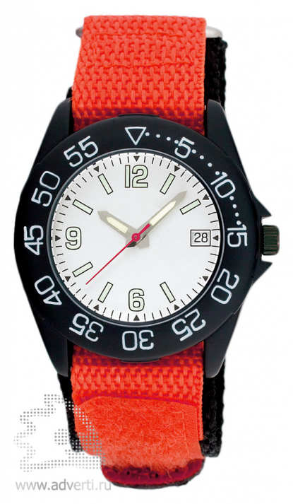 Часы наручные Sport, мужские, черный корпус с красным ремнем и белым циферблатом