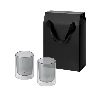 Подарочный набор 2 cтеклянных стакана Marlo в коробке-пакете, черный