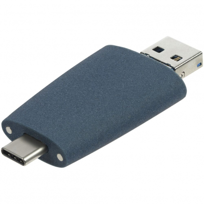 Флешка Pebble universal, USB 3.0, серо-синяя