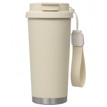 Термокружка Cosmostar, бежевая с серебром