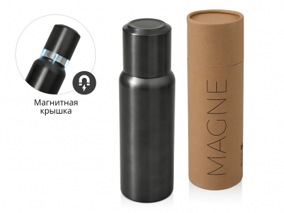 Вакуумный термос c магнитной крышкой Magne, темно-серый