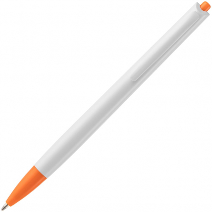 Ручка шариковая Tick, белая с оранжевым, вид сзади